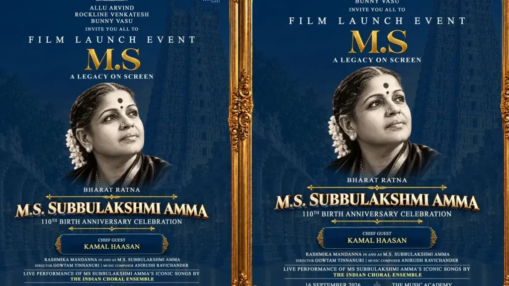 Rashmika Mandanna to Play Carnatic Legend M.S. Subbulakshmi in Pan-India Biopic Rashmika Mandanna as M.S. Subbalakshmi